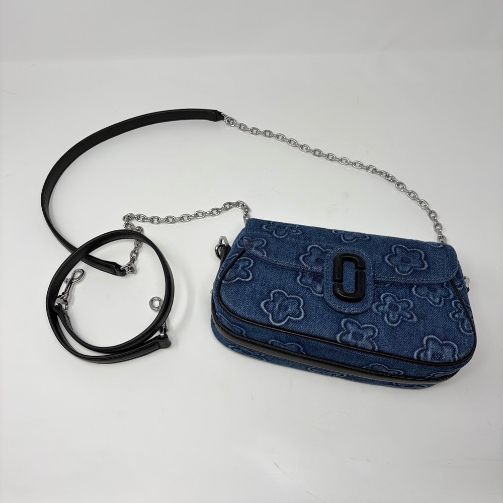 Marc Jacobs Puffy Daisy Shoulder Bag in Denim Black Leather EUC